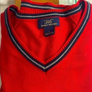 Brooks Brothers Men’s V-Neck Sweater, Red